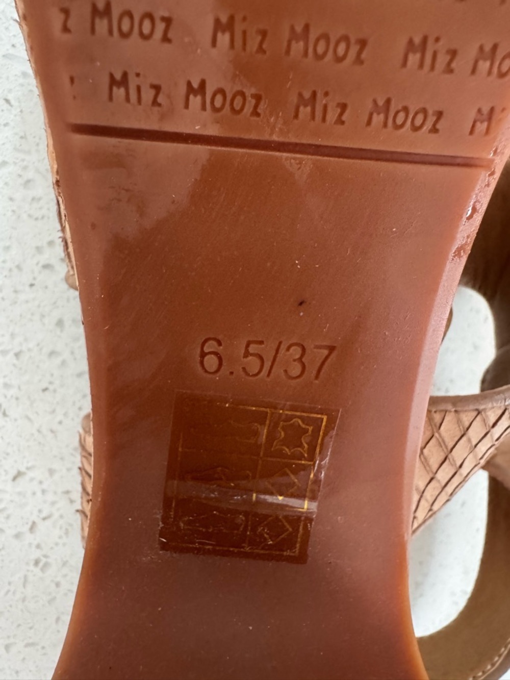 Miz Mooz Cosma Beige/Tan Textured Slingback Sandals Block Heel Sz 6.5 - Picture 10 of 16
